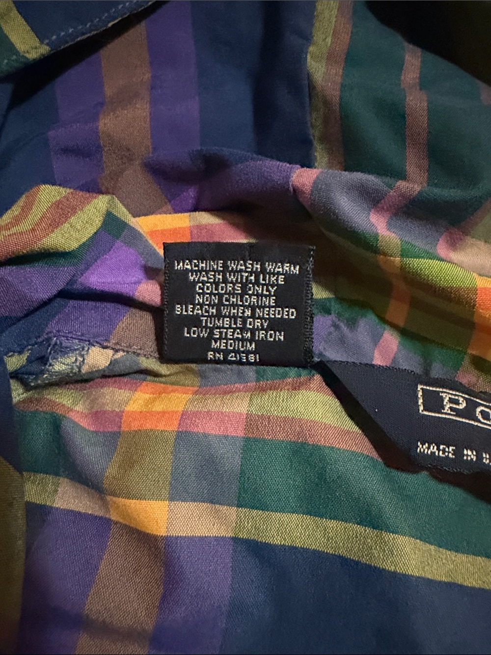 Polo Ralph Lauren Madras Plaid Hooded Anorak Jacket in Navy, Green & Yellow Y2K - Picture 3 of 10